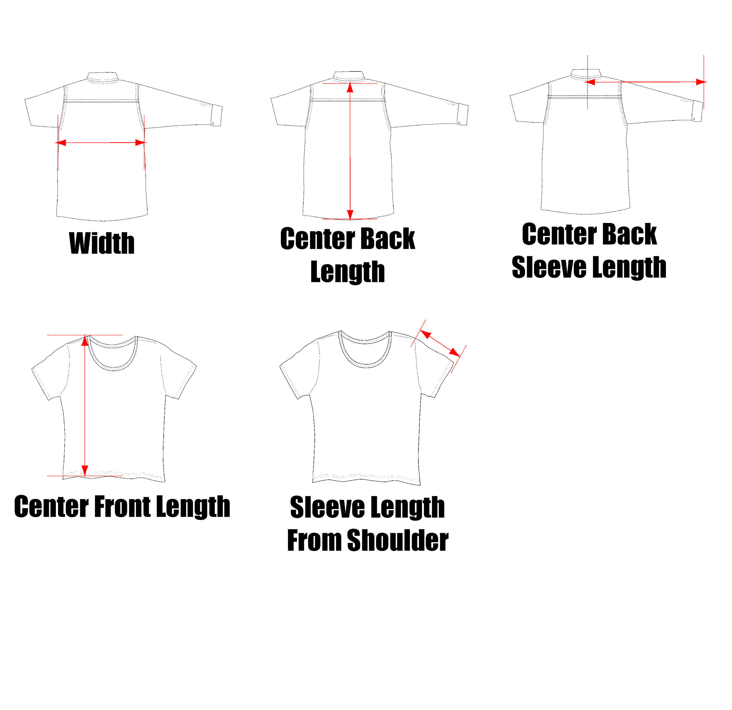 width of shirt