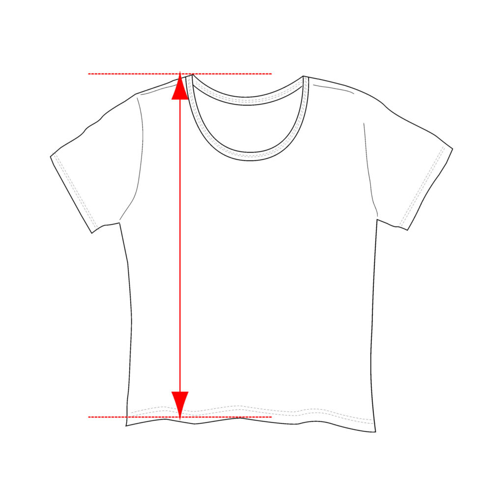 Center front length shirt measurement