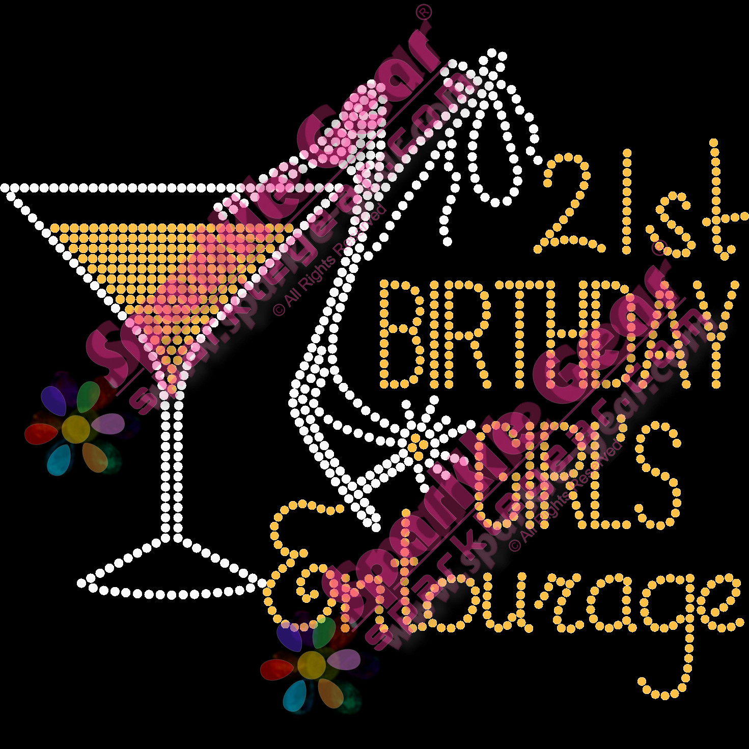 Birthday Girls Entourage Martini and Shoe Custom Number - Sparkle Gear